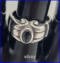 James Avery Retired Sterling Silver Onyx Scroll Ring Sz 6-6.5 Vintage Artisan
