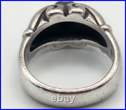 James Avery Retired Sterling Silver Onyx Scroll Ring Sz 6-6.5 Vintage Artisan