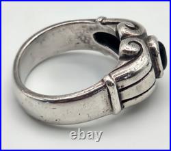 James Avery Retired Sterling Silver Onyx Scroll Ring Sz 6-6.5 Vintage Artisan
