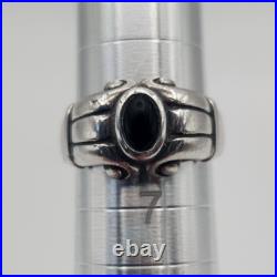 James Avery Retired Sterling Silver Onyx Scroll Ring Sz 6-6.5 Vintage Artisan