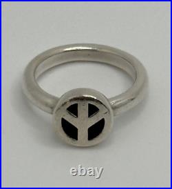James Avery Retired Sterling Silver Peace Sign Ring Size 4.5