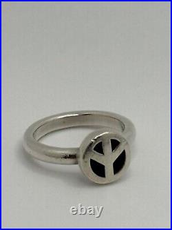 James Avery Retired Sterling Silver Peace Sign Ring Size 4.5