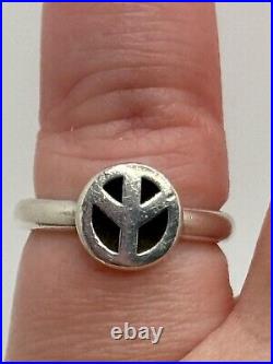 James Avery Retired Sterling Silver Peace Sign Ring Size 4.5