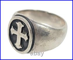 James Avery Retired Sterling Silver Raised Fleuree Cross Ring Sz 13