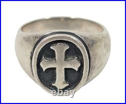 James Avery Retired Sterling Silver Raised Fleuree Cross Ring Sz 13