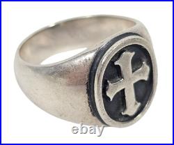 James Avery Retired Sterling Silver Raised Fleuree Cross Ring Sz 13