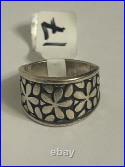 James Avery Retired Sterling Silver Spring Blossom Flower Wide Ring Size 6 1/2
