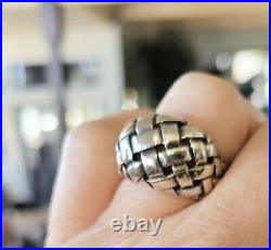 James Avery Retired Sterling Silver Woven Ring 10.5 Grams Size 8 fits 7.5