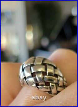 James Avery Retired Sterling Silver Woven Ring 10.5 Grams Size 8 fits 7.5