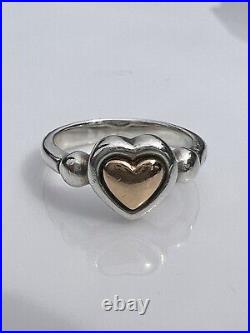 James Avery Retired Sterling Silver and 14k gold True Heart Ring Size 4.25