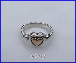 James Avery Retired Sterling Silver and 14k gold True Heart Ring Size 4.25