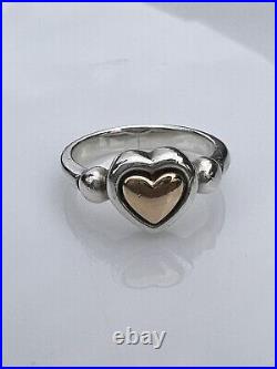 James Avery Retired Sterling Silver and 14k gold True Heart Ring Size 4.25