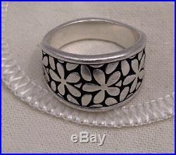 James Avery Retired Thick Sterling Silver Spring Blossom Flower Ring Size 9.75