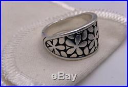 James Avery Retired Thick Sterling Silver Spring Blossom Flower Ring Size 9.75