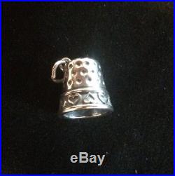 James Avery Retired Thimble With Hearts Charm Sterling Silver Jump Ring Is Cut