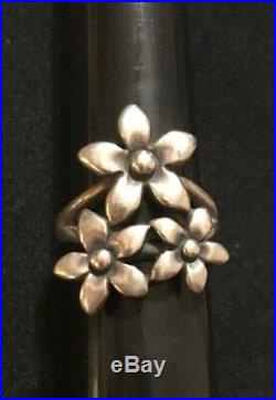 James Avery Retired Three Flower Bouquet Ring Sterling Size 7.25