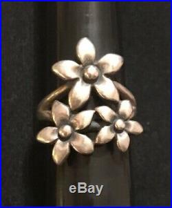 James Avery Retired Three Flower Bouquet Ring Sterling Size 7.25