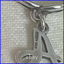 James Avery Retired Twisted Dangle Ring With Script Initial Charm