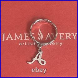 James Avery Retired Twisted Dangle Ring With Script Initial Charm