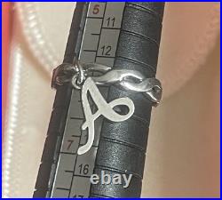 James Avery Retired Twisted Dangle Ring With Script Initial Charm