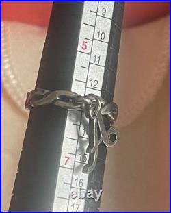 James Avery Retired Twisted Dangle Ring With Script Initial Charm