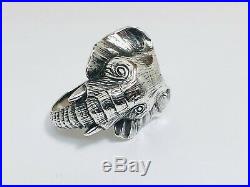 James Avery Retired Ultra Rare Sterling Silver Elephant Head Ring Sz 8.5, cleaned