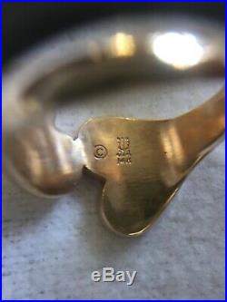 James Avery -Retired- Vintage 14K Gold Two Hearts Ring sz 6.25 Beautiful