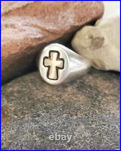 James Avery Retired Vintage 14kt Gold Cross Sterling Silver Band Ring CUTE