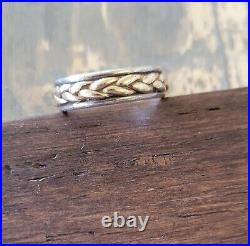 James Avery Retired Woven 14 Kt Gold and Sterling Silver Band Ring UNISEX 9