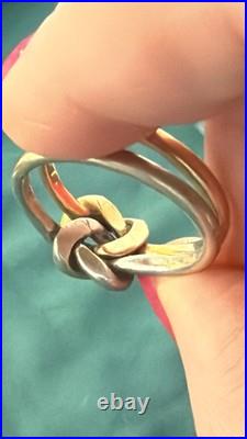 James Avery Retired bold lovers knot ring 14k gold/sterling silver, size 8