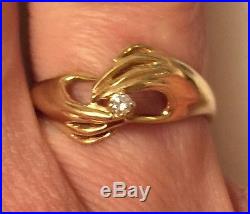 James Avery Ring 14K Yellow Gold Hands Clasping Diamond Size 7