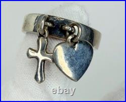 James Avery Ring Double Charm Cross & Heart Women Size 7.5