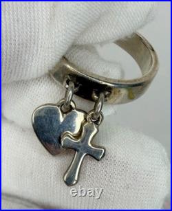 James Avery Ring Double Charm Cross & Heart Women Size 7.5
