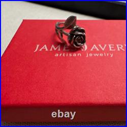 James Avery Rose Flower Band Ring Silver Metal No Stone Size 3 Signed Birthday