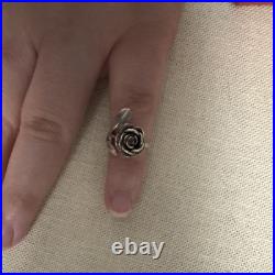James Avery Rose Flower Band Ring Silver Metal No Stone Size 3 Signed Birthday