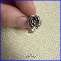 James Avery Rose Flower Band Ring Silver Metal No Stone Size 3 Signed Birthday