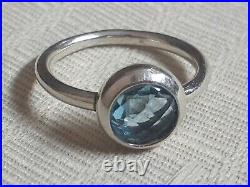 James Avery Round Blue Topaz Ring Sterling Silver 925 Size 5 3/4