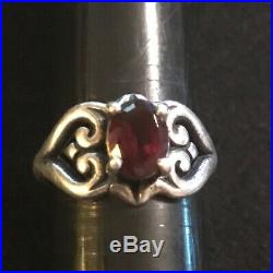 James Avery Scrolled Heart Garnet Ring Size 7.25 Retails $230 Read Description