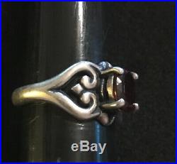 James Avery Scrolled Heart Garnet Ring Size 7.25 Retails $230 Read Description