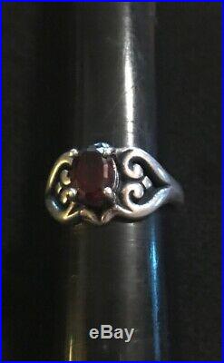 James Avery Scrolled Heart Garnet Ring Size 7.25 Retails $230 Read Description