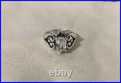 James Avery Scrolled Heart Ring with White Sapphire Size 5 Retired