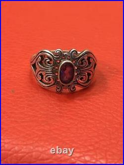 James Avery Scrolled Hearts Amethyst Ring Size 6.5 Retired