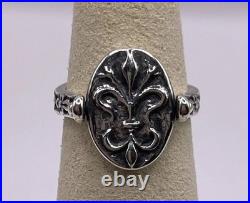 James Avery Secret Message Fleur De Lis Spinner Ring SZ 5 Retired Engrave-able
