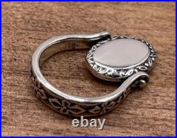 James Avery Secret Message Fleur De Lis Spinner Ring SZ 5 Retired Engrave-able