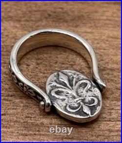 James Avery Secret Message Fleur De Lis Spinner Ring SZ 5 Retired Engrave-able