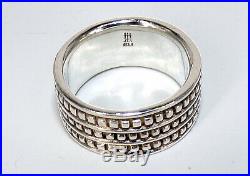 James Avery Signed Sterling Silver Retired 3 Row Caviar Bead Wedding / Band Ring