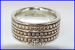 James Avery Signed Sterling Silver Retired 3 Row Caviar Bead Wedding / Band Ring