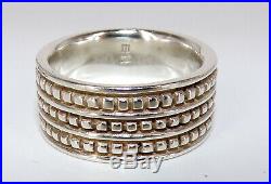 James Avery Signed Sterling Silver Retired 3 Row Caviar Bead Wedding / Band Ring