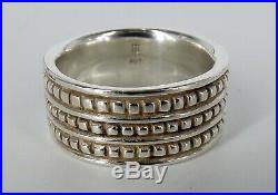 James Avery Signed Sterling Silver Retired 3 Row Caviar Bead Wedding / Band Ring