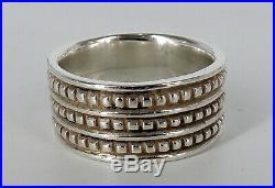 James Avery Signed Sterling Silver Retired 3 Row Caviar Bead Wedding / Band Ring